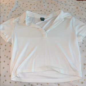 white crop collared shirt